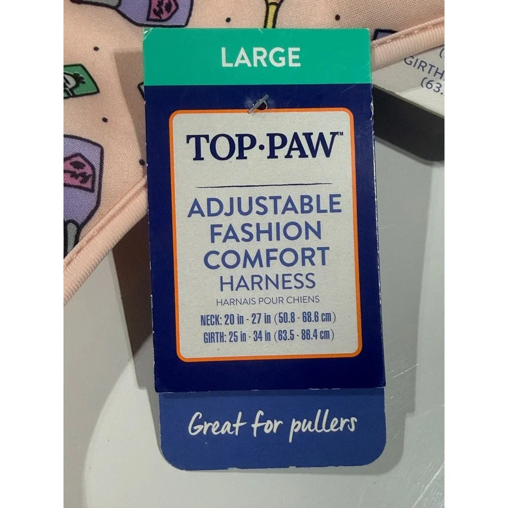 TOP PAW Dog Harness - Pink Champagne Wine Adjustable Comfort - Large - NEW NWT